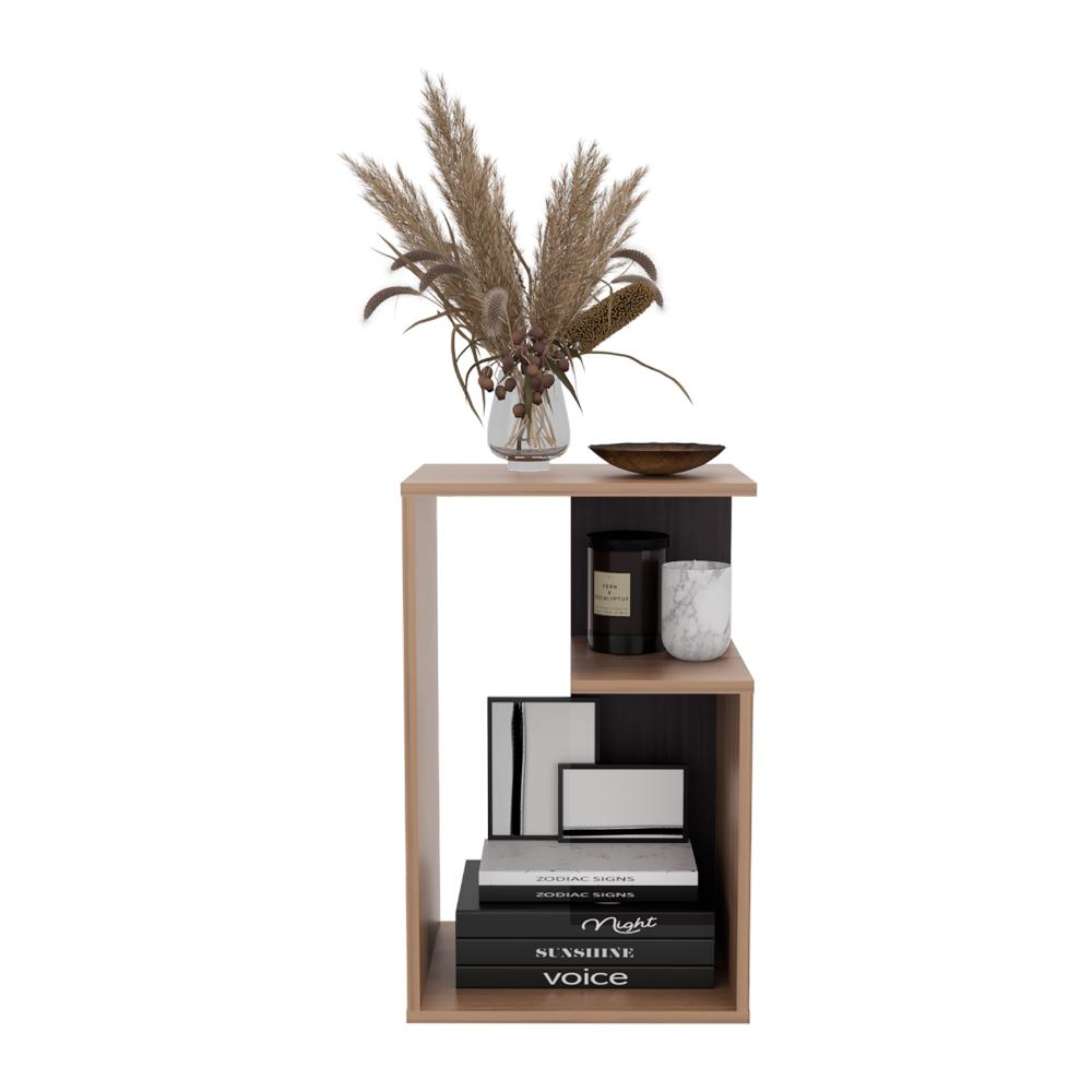 Mesa Auxiliar Evert, Café Expresso y Wengue, con diseño moderno y espacio para ubicar objetos ZF