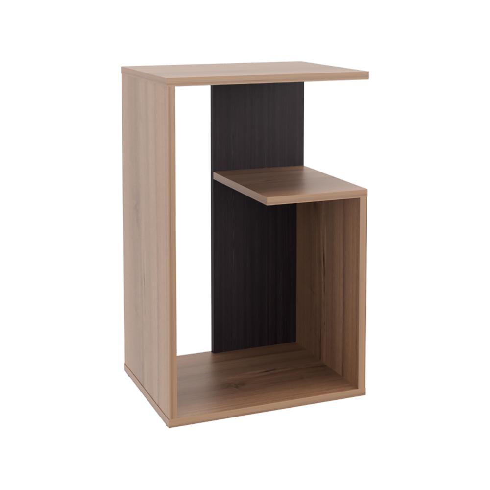Mesa Auxiliar Evert, Café Expresso y Wengue, con diseño moderno y espacio para ubicar objetos ZF