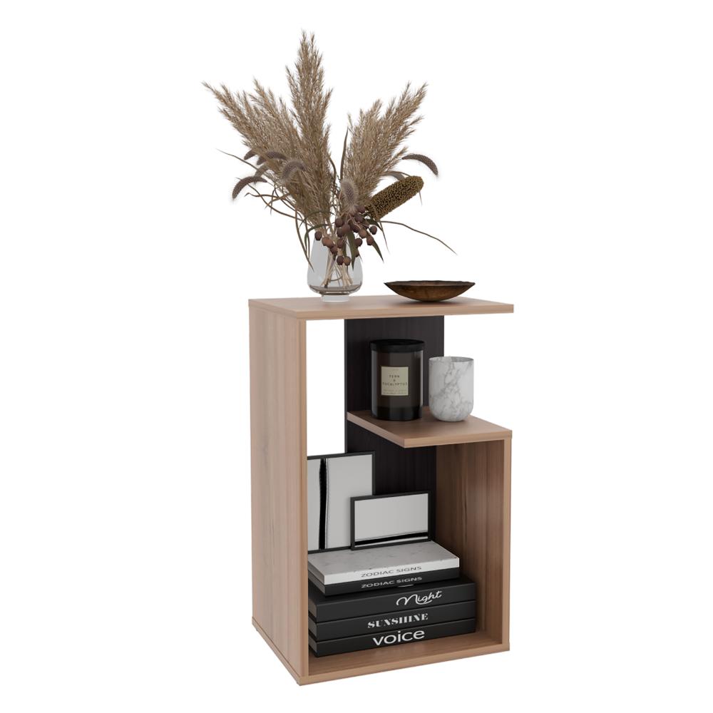 Mesa Auxiliar Evert, Café Expresso y Wengue, con diseño moderno y espacio para ubicar objetos ZF