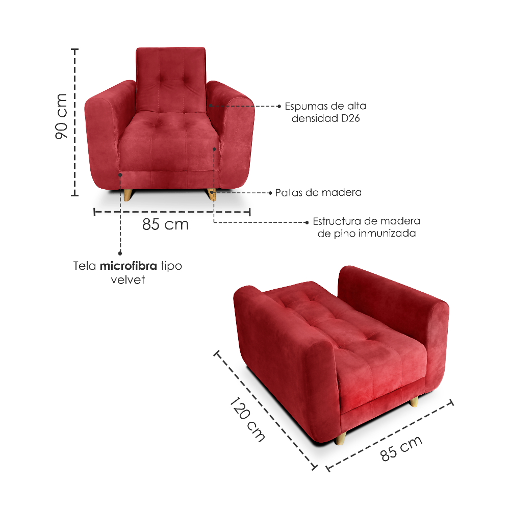 Silla 3 Posiciones Clic Clac Archer Tela Rojo