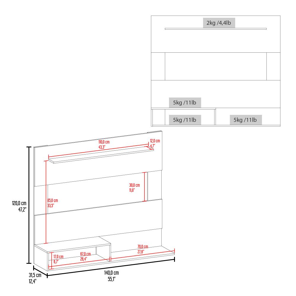 Panel de Tv Ascher, Blanco, con Espacio Para Televisor de Hasta 55 Pulgadas ZF