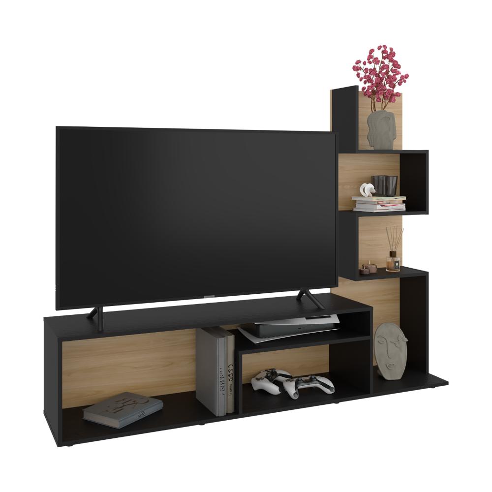 Mesa Para Tv Neri, Fresno Europeo y Wengue, Para Televisor Hasta 55 Pulgadas