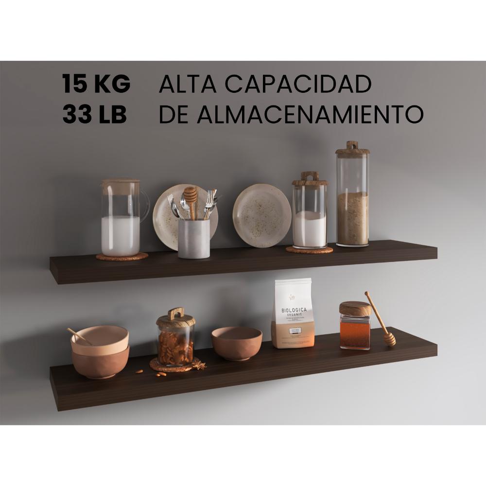 Repisa Flotante Shelf 120, Moreno, con espacio para colocar objetos decorativos