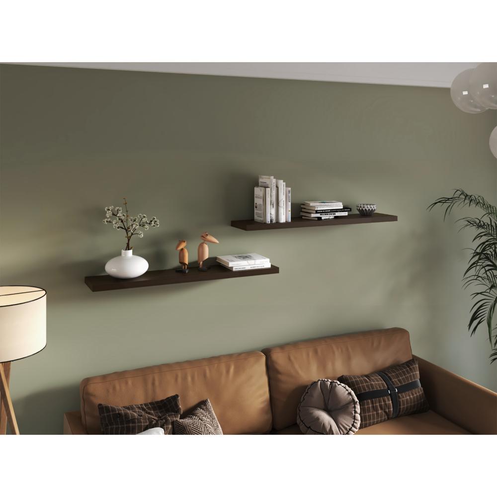 Repisa Flotante Shelf 120, Moreno, con espacio para colocar objetos decorativos