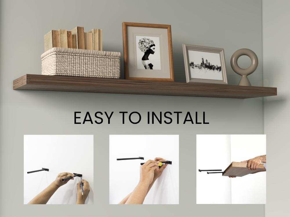 Repisa Flotante Shelf 120, Nogal, con espacio para colocar objetos decorativos X2 unidades ZF