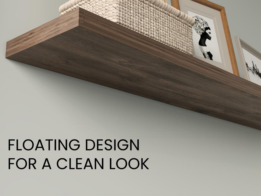 Repisa Flotante Shelf 120, Nogal, con espacio para colocar objetos decorativos X2 unidades ZF