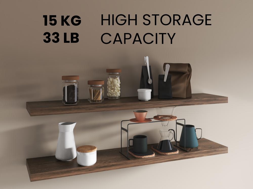 Repisa Flotante Shelf 120, Nogal, con espacio para colocar objetos decorativos X2 unidades ZF