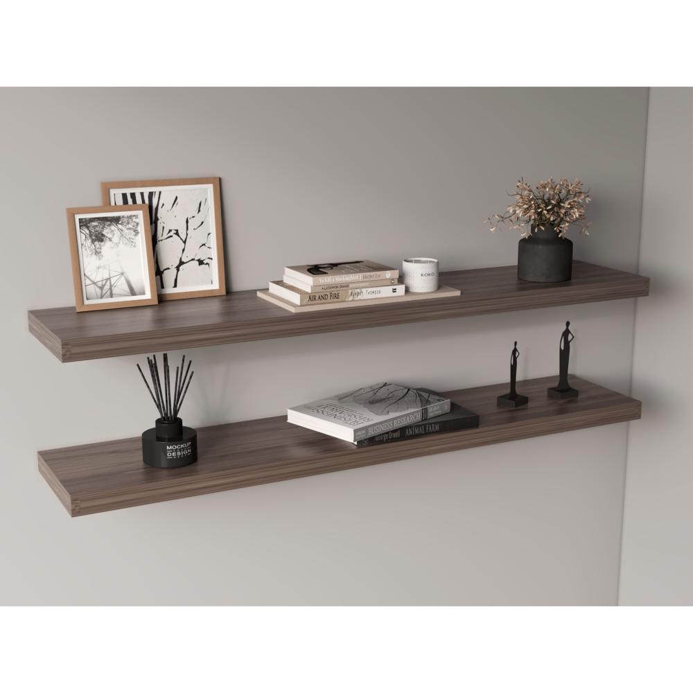 Repisa Flotante Shelf 120, Chocolate, con espacio para colocar objetos decorativos
