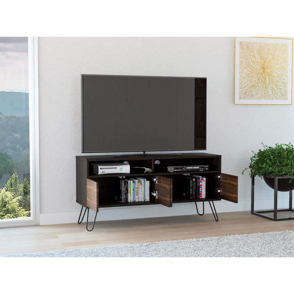 Mesa Para Tv Lara, Wengue y Caoba, Para Televisor de 55 Pulgadas