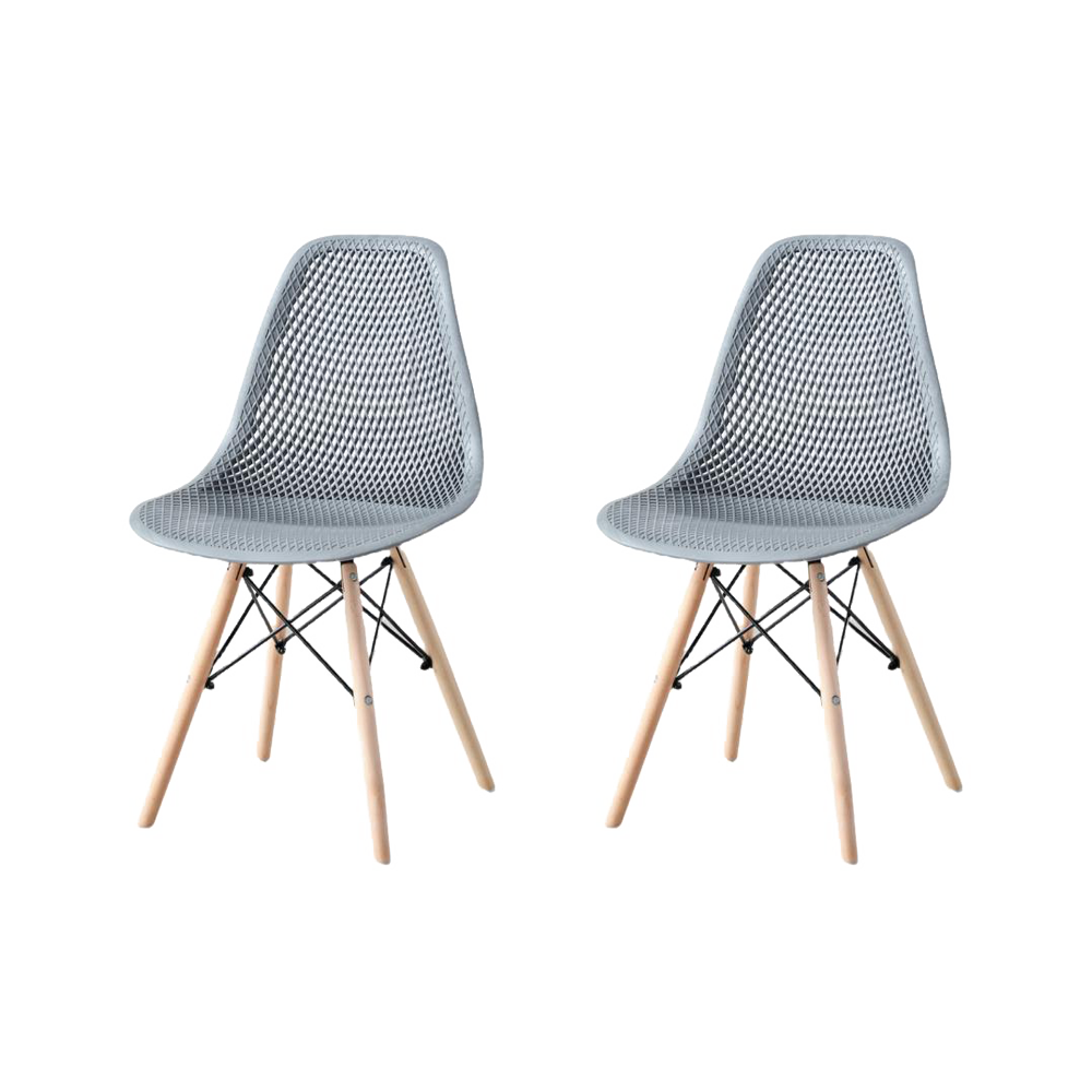 Silla Marcus, Color Gris Oscuro, Con espaldar y patas en Madera X2