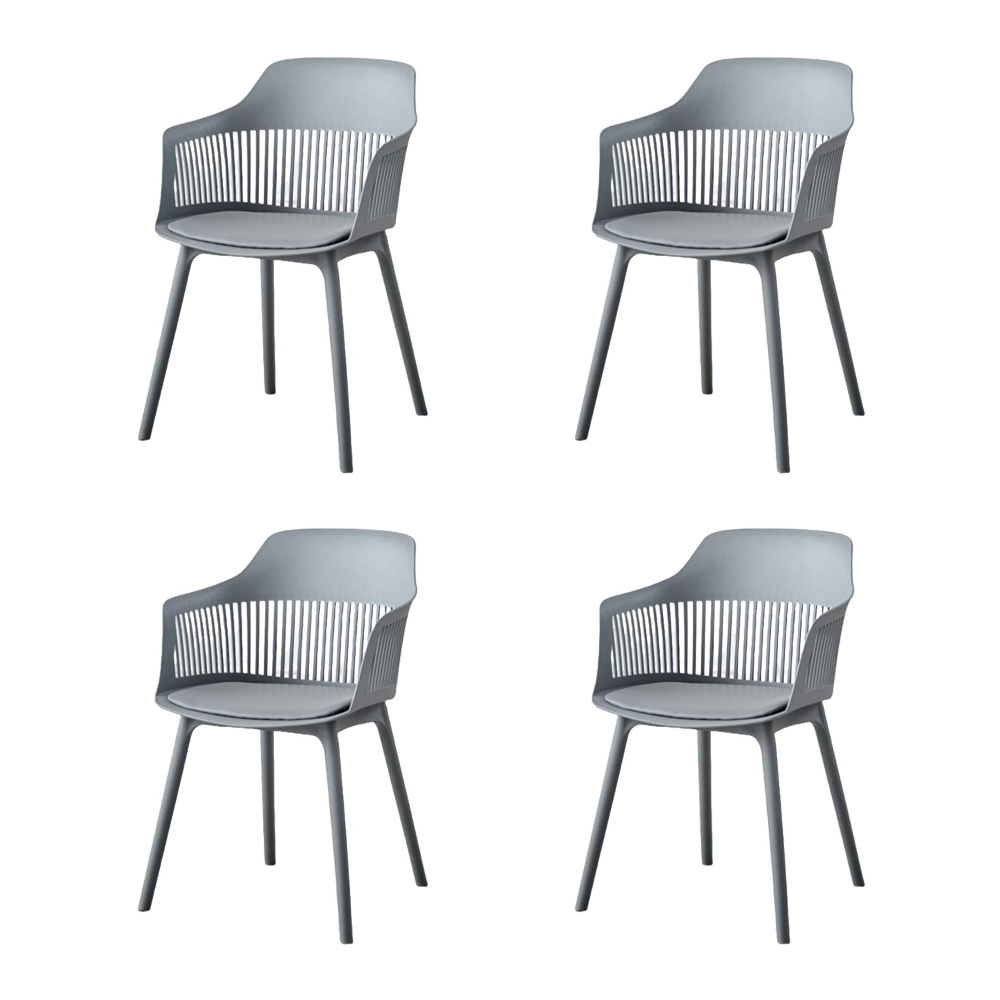Silla Con Cojin Max, Color Gris Oscuro, Con espaldar y cojín X4