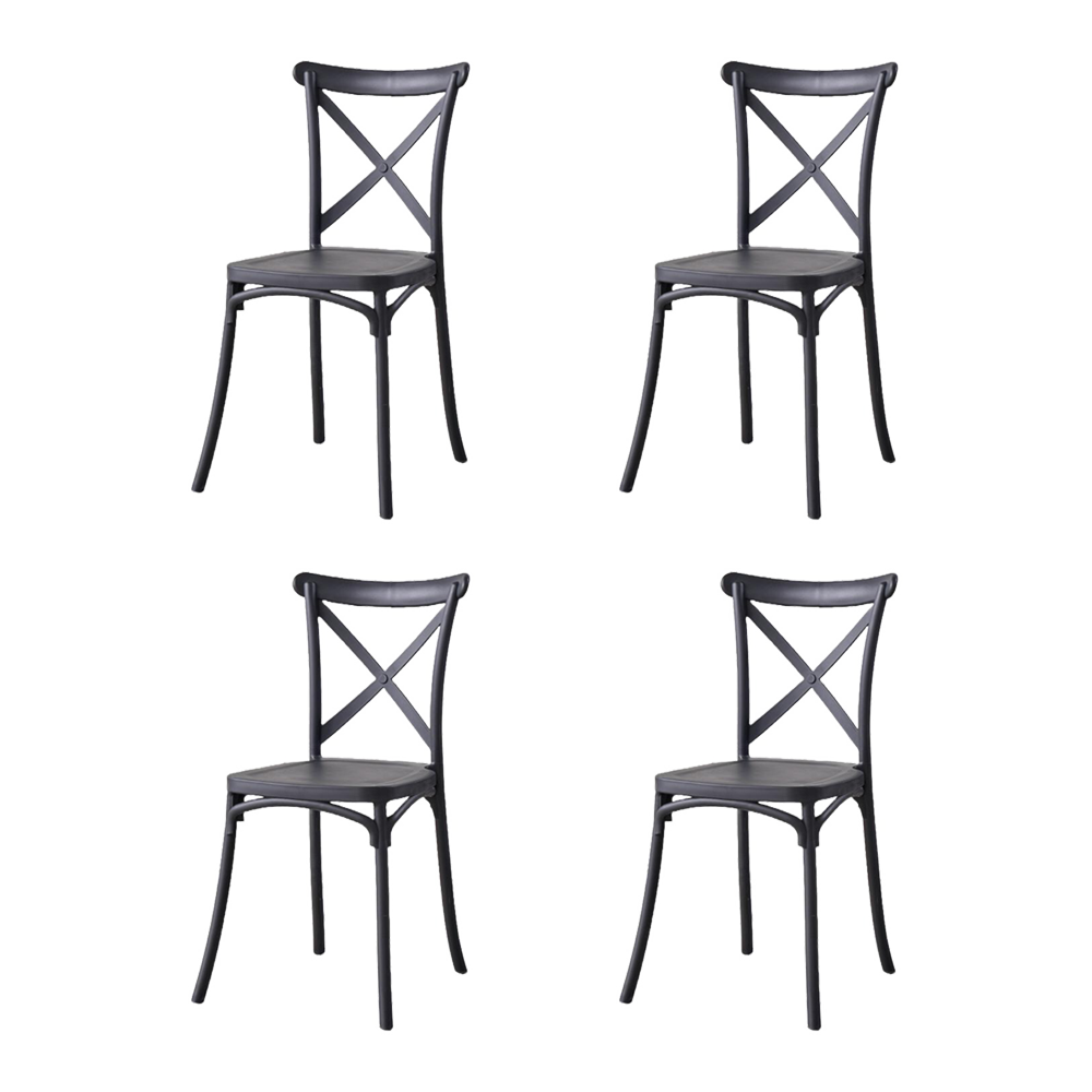 Silla Betany, Color Negro, Con espaldar y diseño minimalista X4