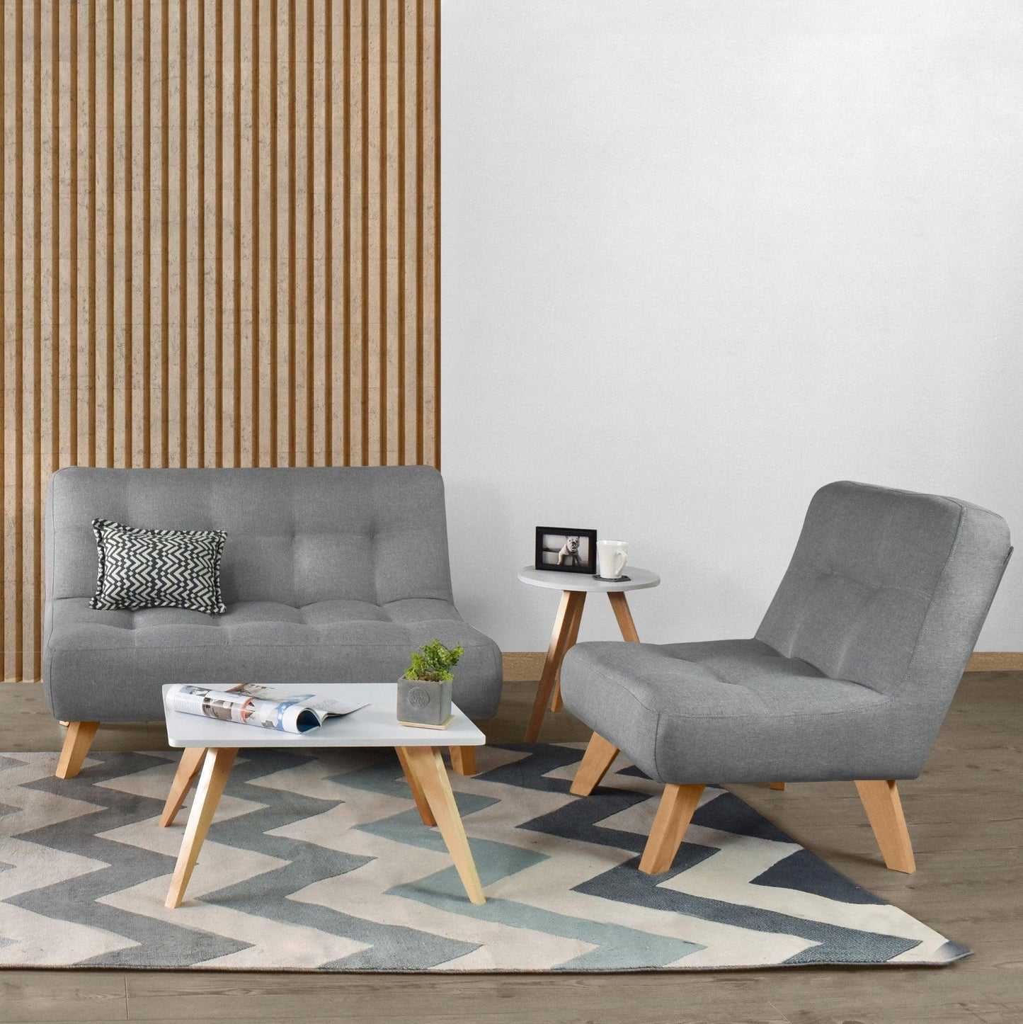 Sala Navara Porto 1 Poltrona Gris con Mesa Centro Nova
