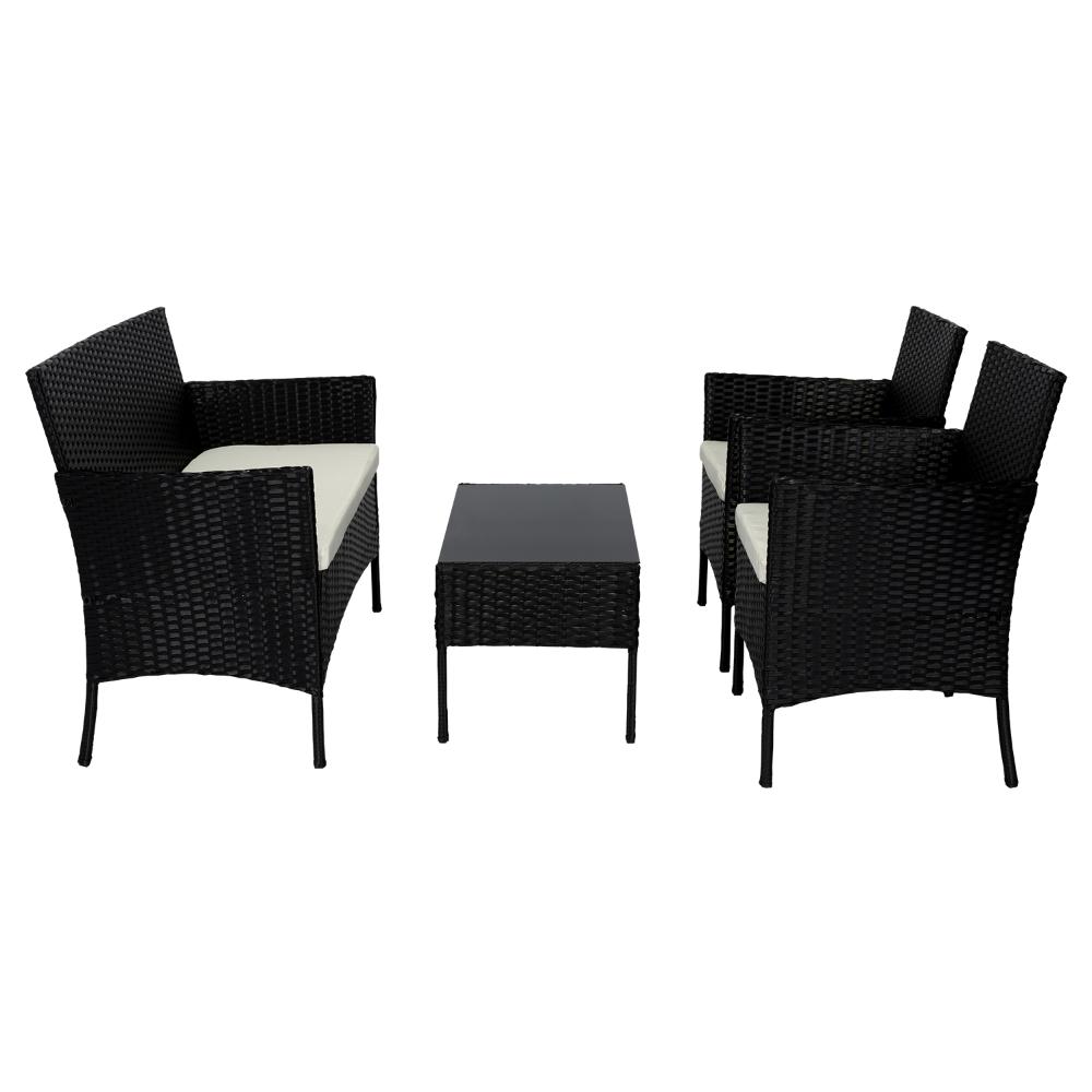 Juego de Sala Exterior Zafiro, Negro y Blanco, con Dos Sillas de Una Plaza y Una Silla de Dos Plazas
