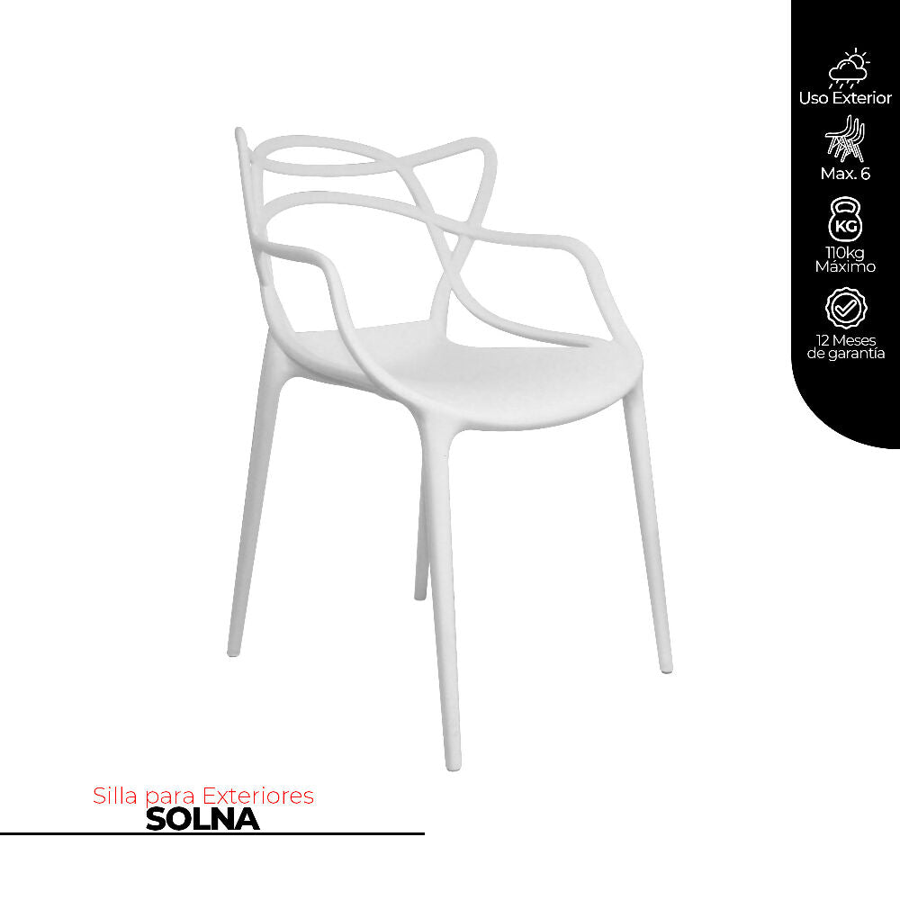 Kit por 4 Silla Solna Para Sala Comedor Jardín - Blanca