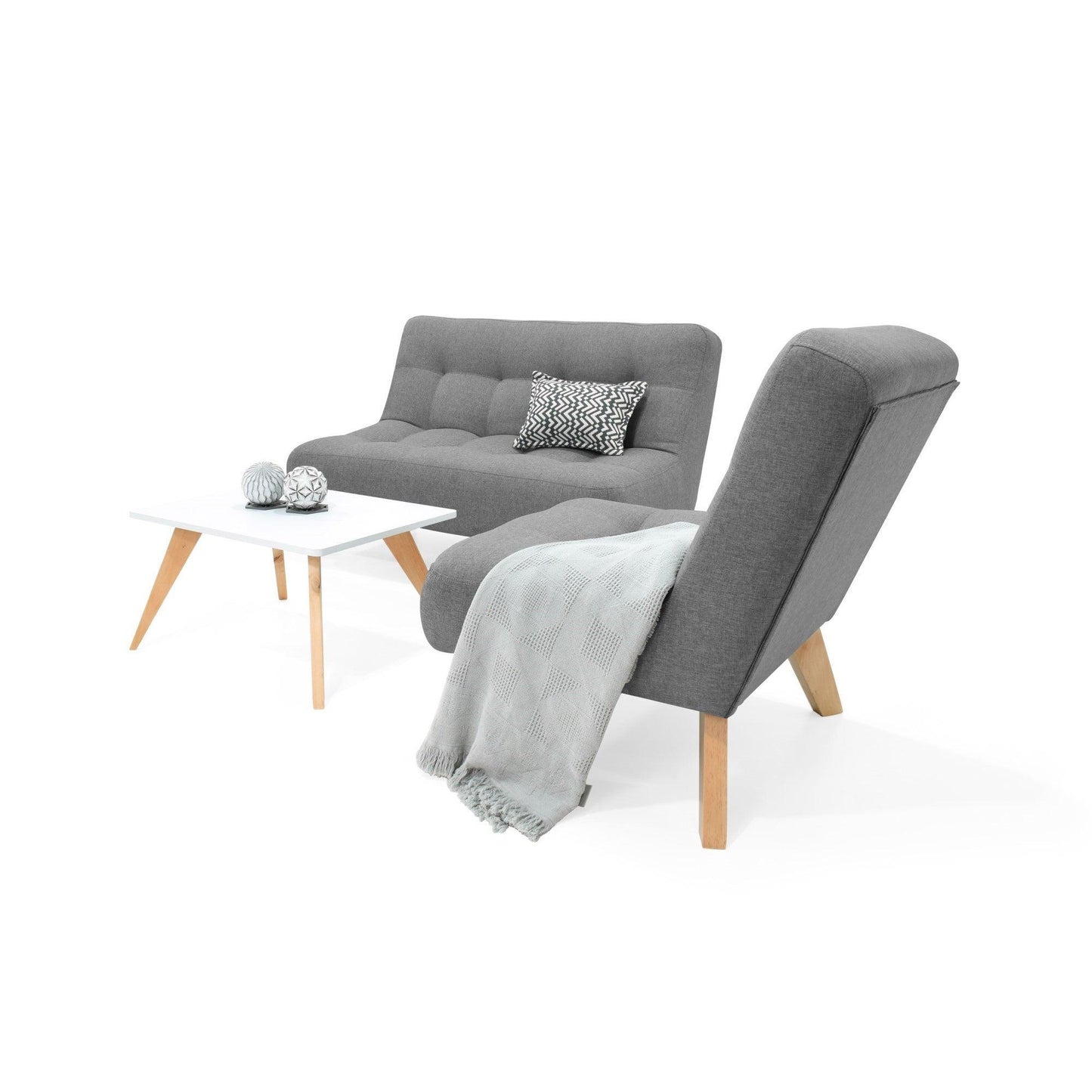 Sala Navara Porto 1 Poltrona Gris con Mesa Centro Nova