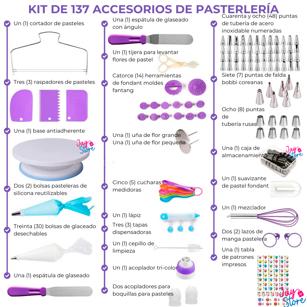 Kit Pasteleria Juego Decoracion Tortas Ponques x137 Piezas