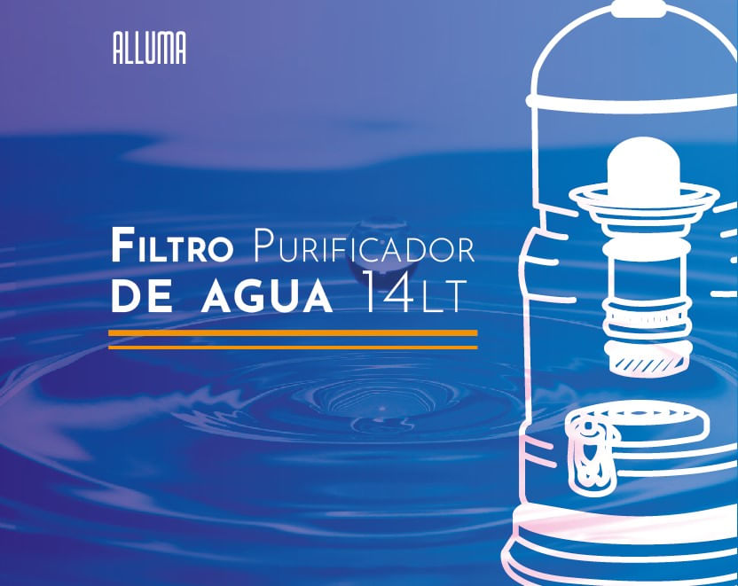Filtro Purificador De Agua Alluma 14 Litros Minerales Negro Sm-203