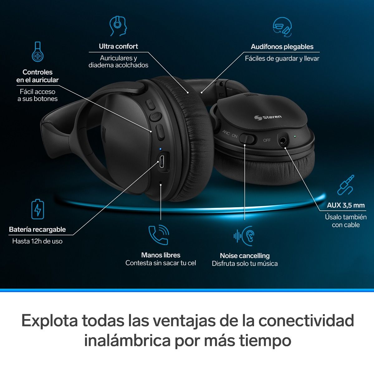 Audífonos Bluetooth con cancelación de ruido