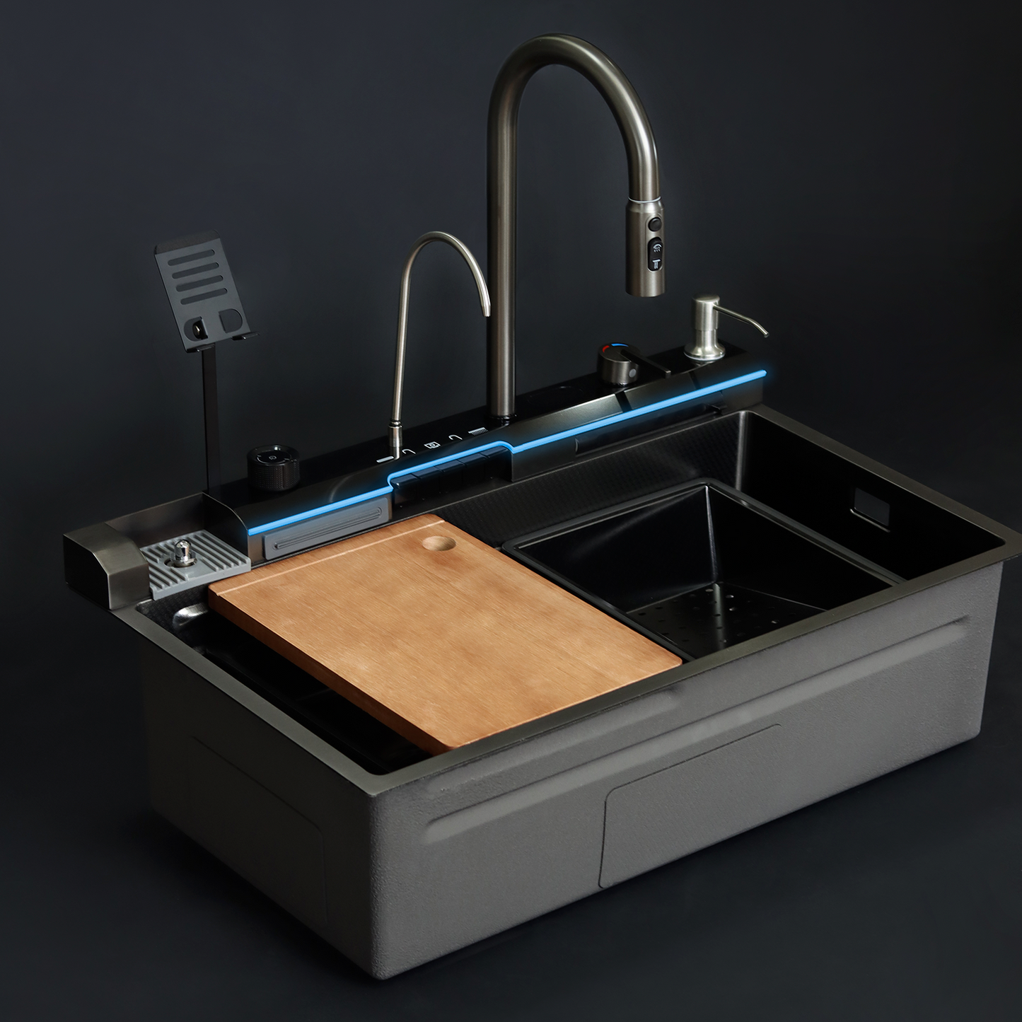 Lavaplatos DENWA 75x46x22 acero 304 nano black