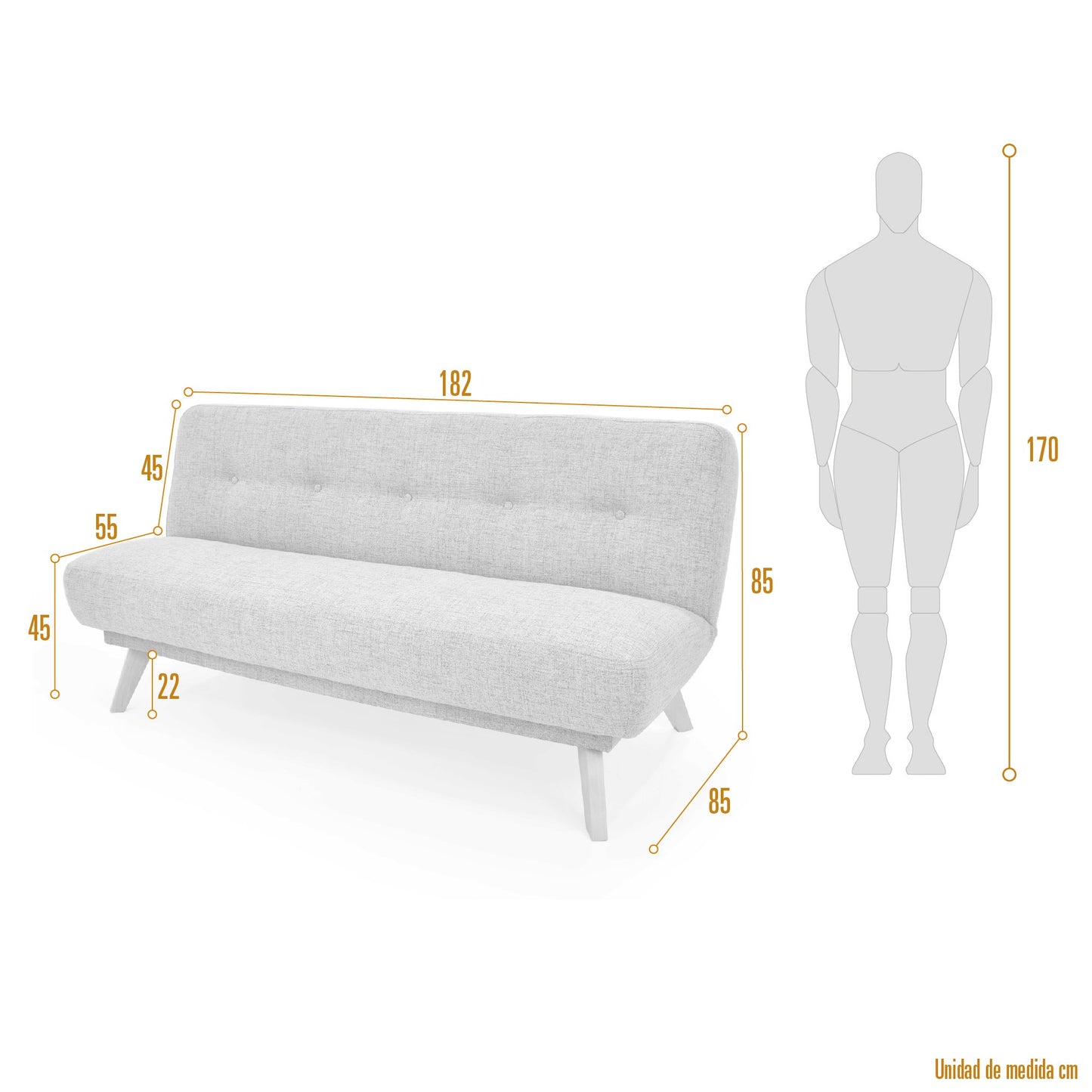Sofa Cama Charlotte 3P Tela Azul