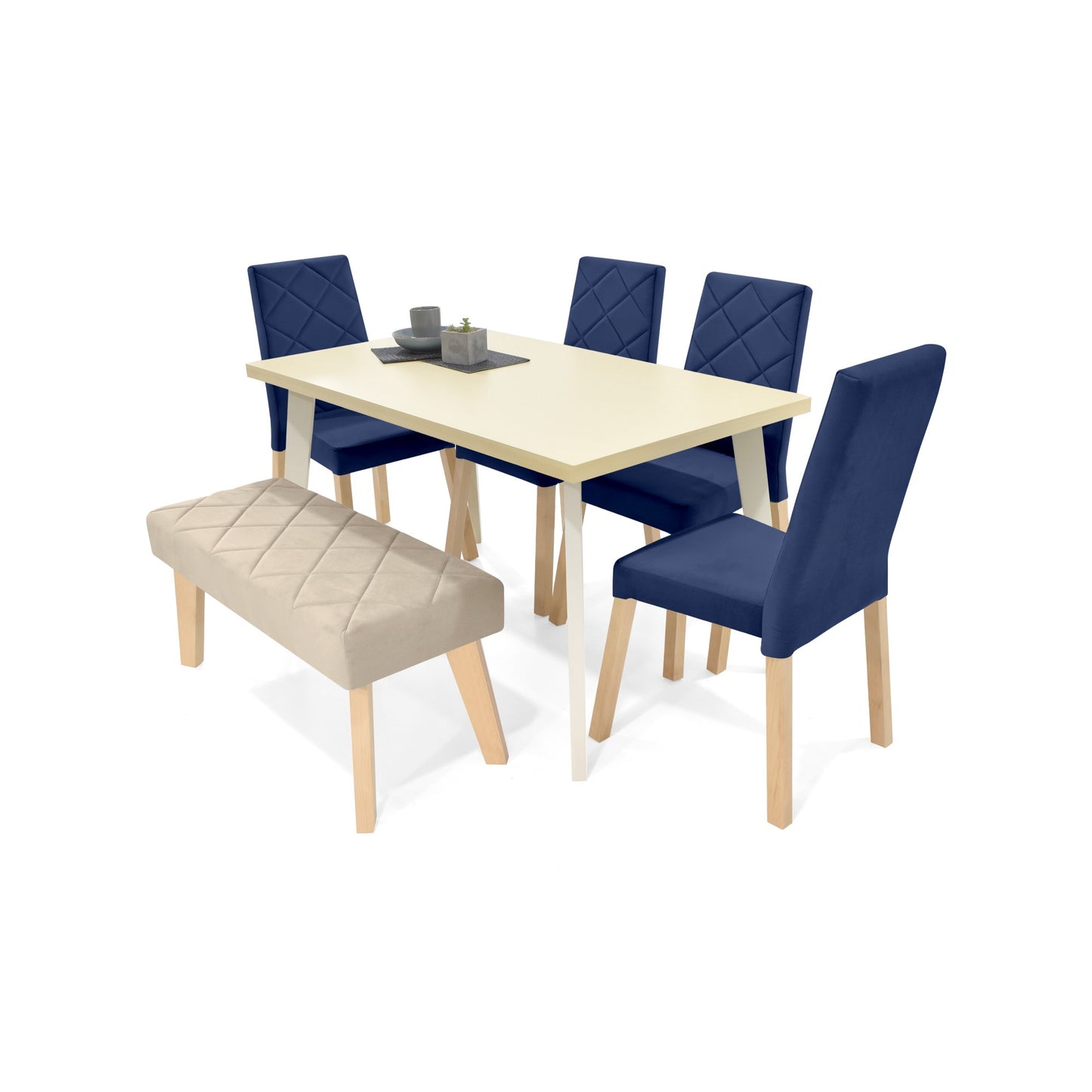 Comedor 6P Liverpool con Butaco Tela Azul Taupe