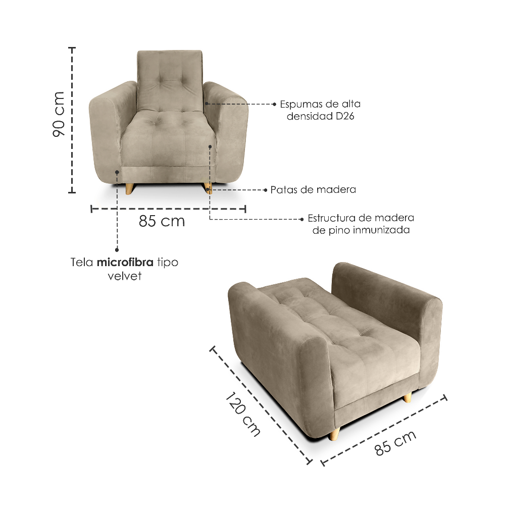 Silla 3 Posiciones Clic Clac Archer Tela Camel
