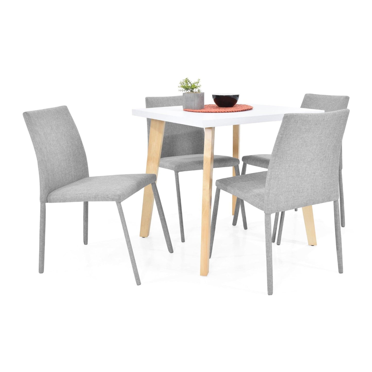 Juego de Comedor 4P Lyon Sillas Lugo Tela Plata - VIRTUAL MUEBLES