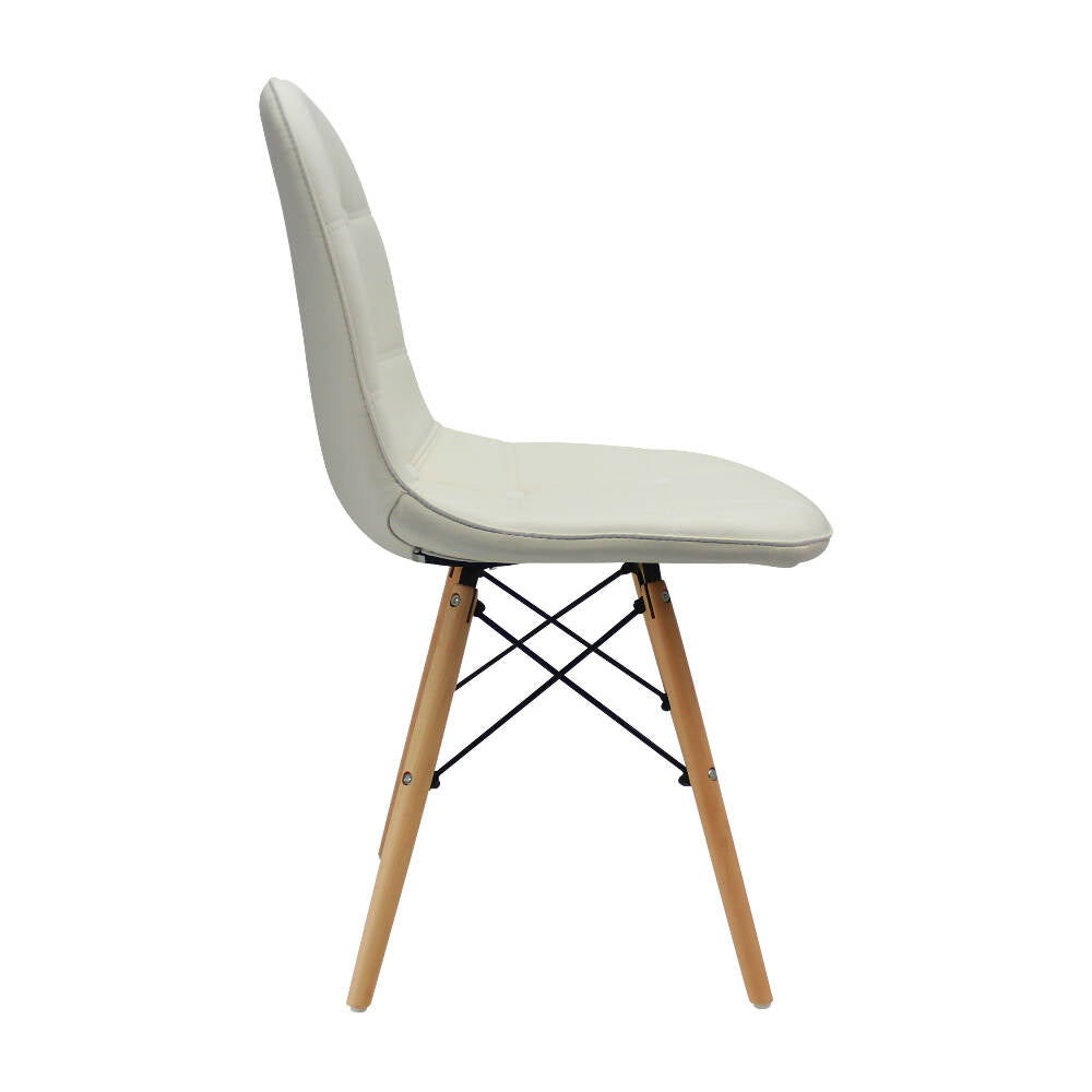 Kit por 2 Silla Botones Eames Acolchada - Blanca