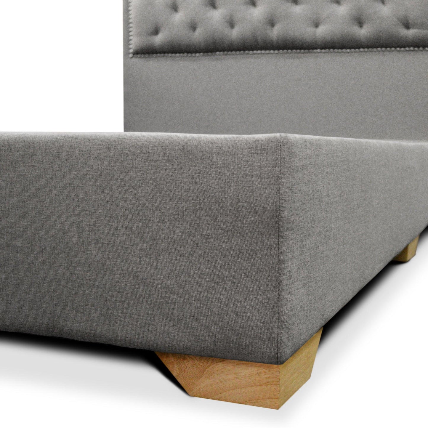 Cama Lawrence tela gris 140 cm - VIRTUAL MUEBLES