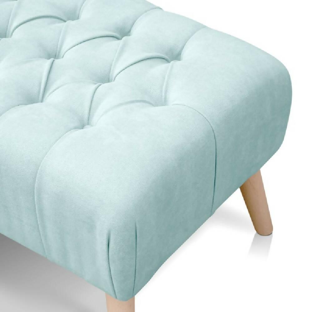 Banco Otomano Patas en Madera Tela Petfrendly Menta - VIRTUAL MUEBLES
