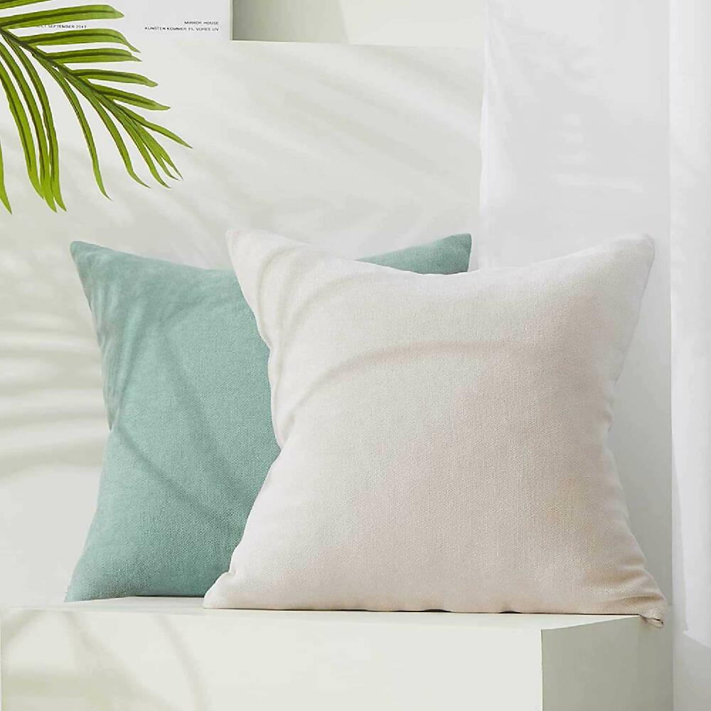 Funda X2 Cojines Decorativos Cuadrados En Tela Marfil - VIRTUAL MUEBLES
