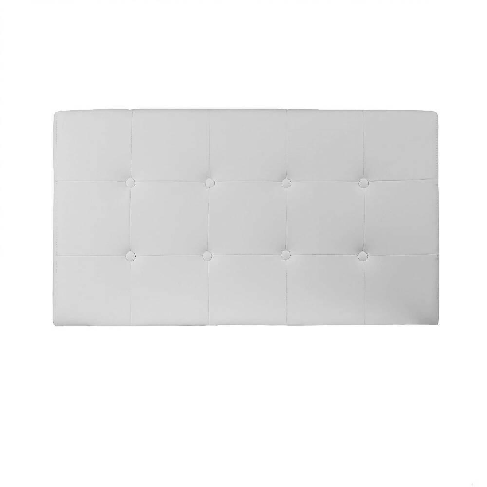 Cabecero Tapizado Base Cama Sencilla Cuadros Blanco - VIRTUAL MUEBLES