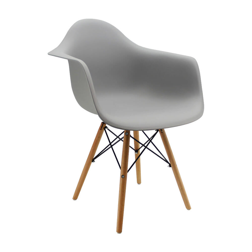 Silla Eames Con Brazos Patas en Madera - Gris