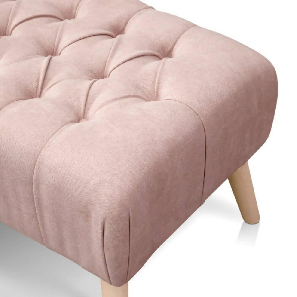 Banco Otomano Patas en Madera Tela Petfrendly Rosa - VIRTUAL MUEBLES