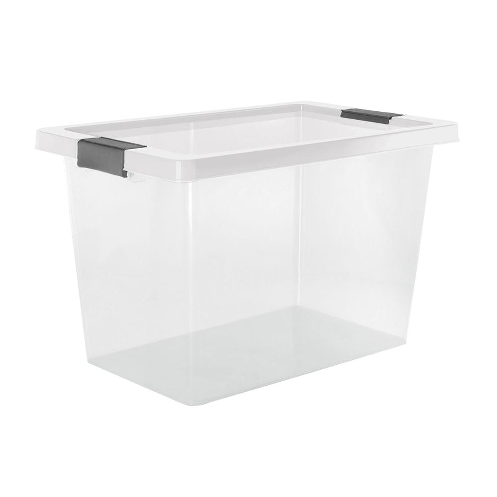 Caja organizadora con broches 25L transparente-Gris - VIRTUAL MUEBLES