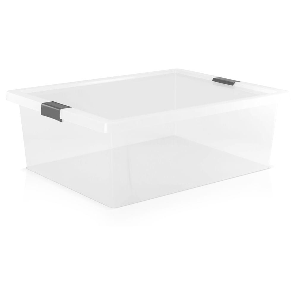 Caja organizadora con broches 37L transparente-Gris - VIRTUAL MUEBLES