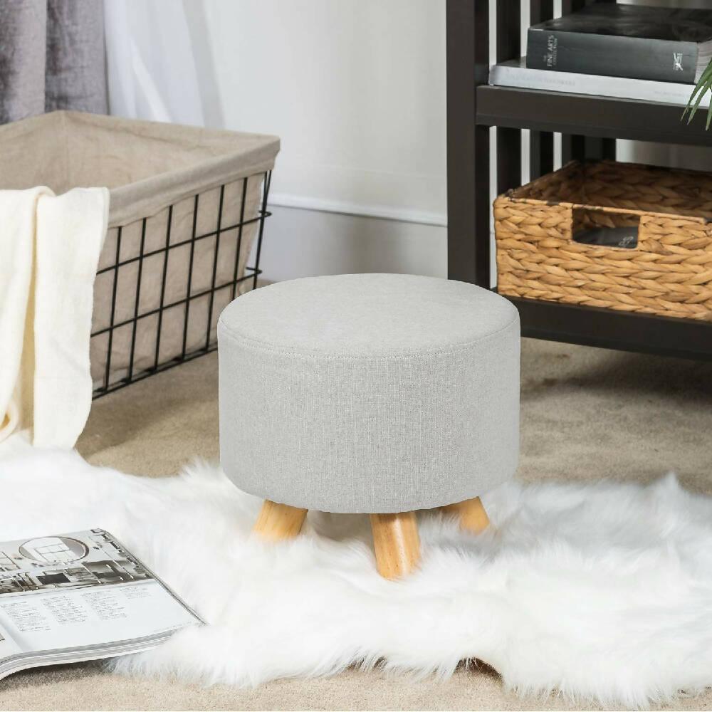 Puff Auxiliar Butaco Redondo Descansapies Banzay Gris Claro - VIRTUAL MUEBLES
