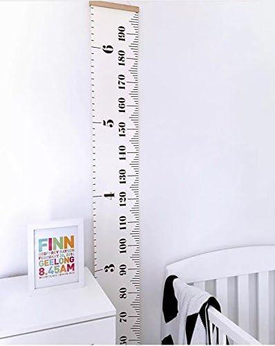 Tabla de crecimiento para niños marco de madera lona de tela regla de medición - VIRTUAL MUEBLES
