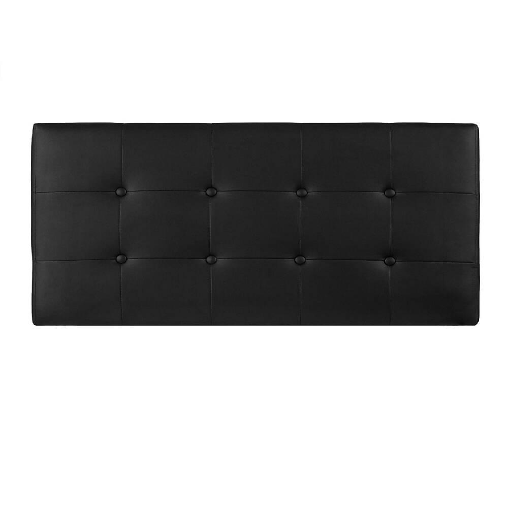 Cabecero Tapizado Base Cama Semi-Doble Cuadros Negro - VIRTUAL MUEBLES