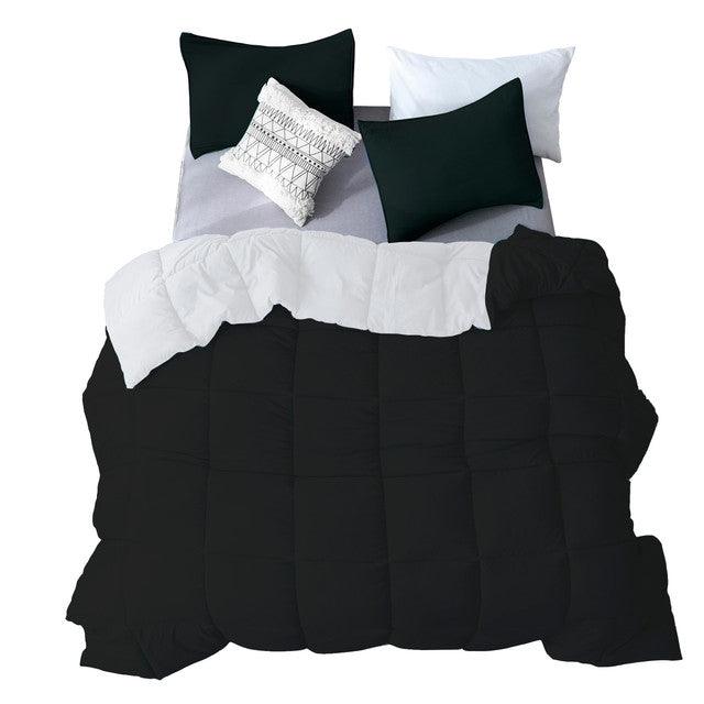 Edredon Bicolor Mas Fundas Y Cojines Blanco / Negro Semidoble - VIRTUAL MUEBLES