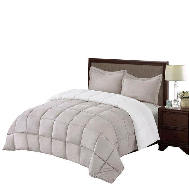 Edredon Bicolor Mas Fundas Y Cojines Gris Claro / Blanco Doble - VIRTUAL MUEBLES