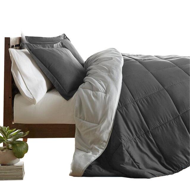 Edredon Bicolor Mas Fundas Y Cojines Gris Claro / Gris Oscuro Semidoble - VIRTUAL MUEBLES