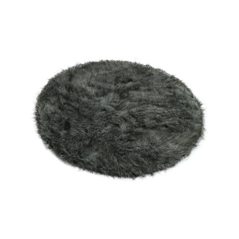 Tapete Antideslizante Peludo 100 cm Redondo Gris - VIRTUAL MUEBLES
