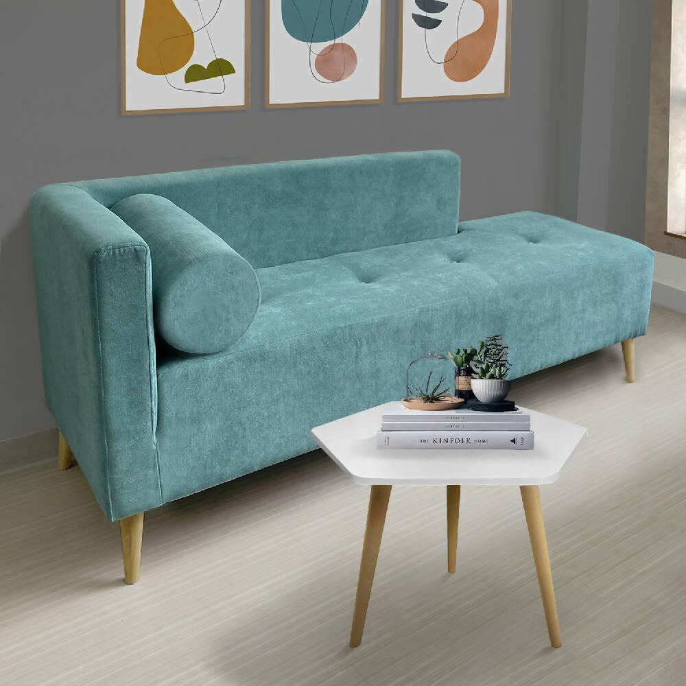 Combo sofa chaise + hexagonal blanca - VIRTUAL MUEBLES