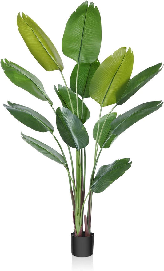 Planta artificial de pájaro del paraíso de 6 pies, palmera tropical falsa con - VIRTUAL MUEBLES