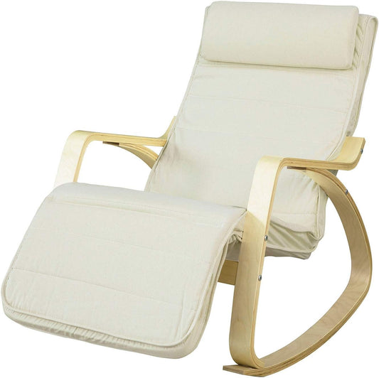Cómoda mecedora Relax con diseño de reposapiés, silla de descanso, cojín de tela