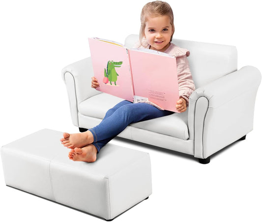 Juego de sofá para niños con reposapiés reposabrazos de 2 plazas sofá tapizado