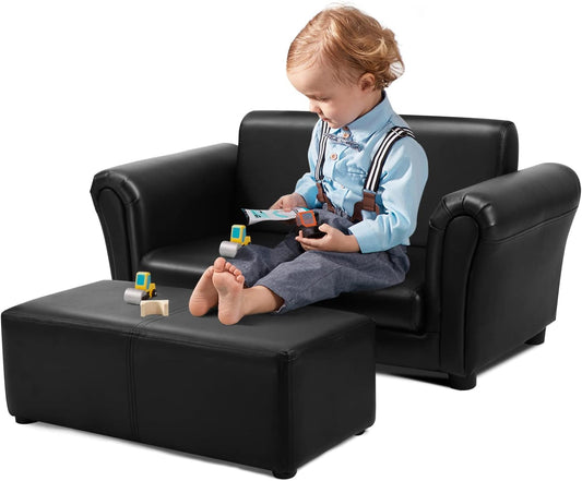 Juego de sofá para niños con reposapiés reposabrazos de 2 plazas sofá tapizado