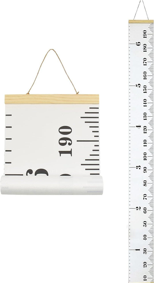 Tabla de crecimiento para niños marco de madera lona de tela regla de medición - VIRTUAL MUEBLES